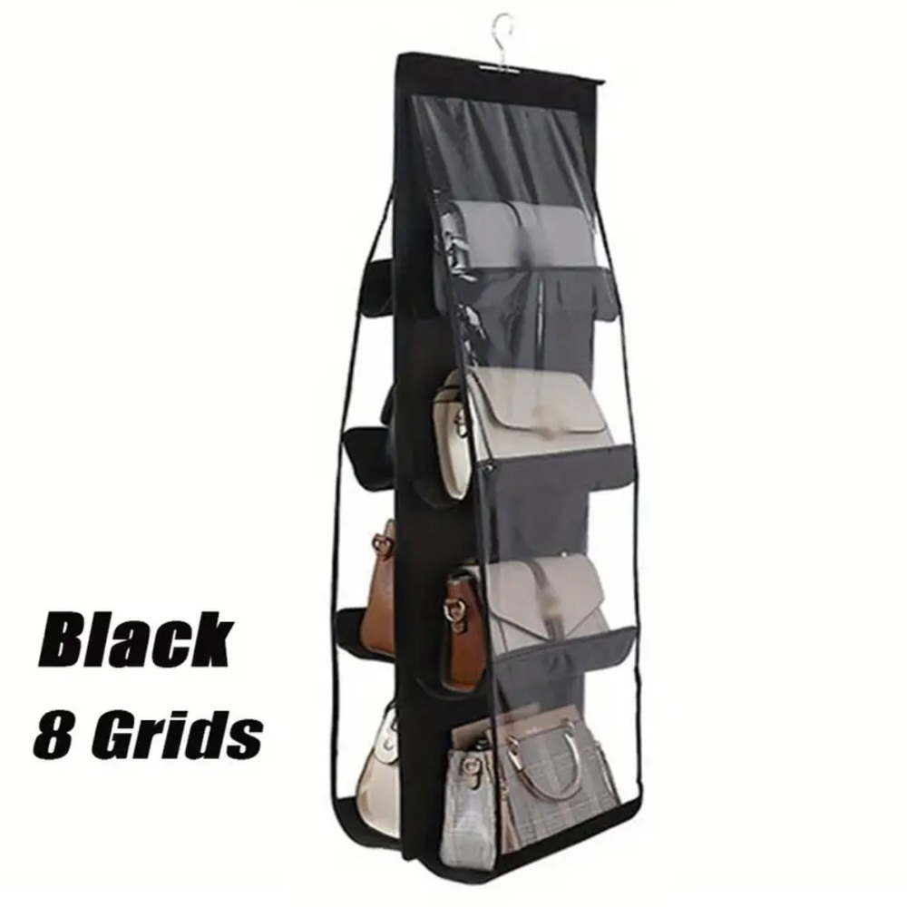 2 pack 8 Pocket Bag Organizer With Hanger Black - Picture 3 of 17